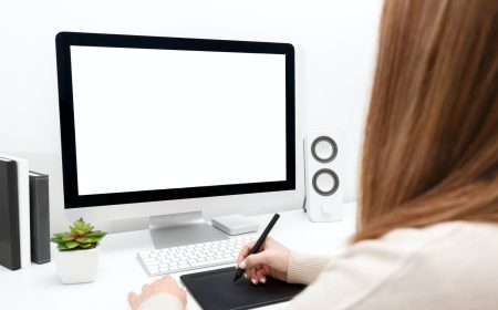 Freelancer or business woman working at her desk